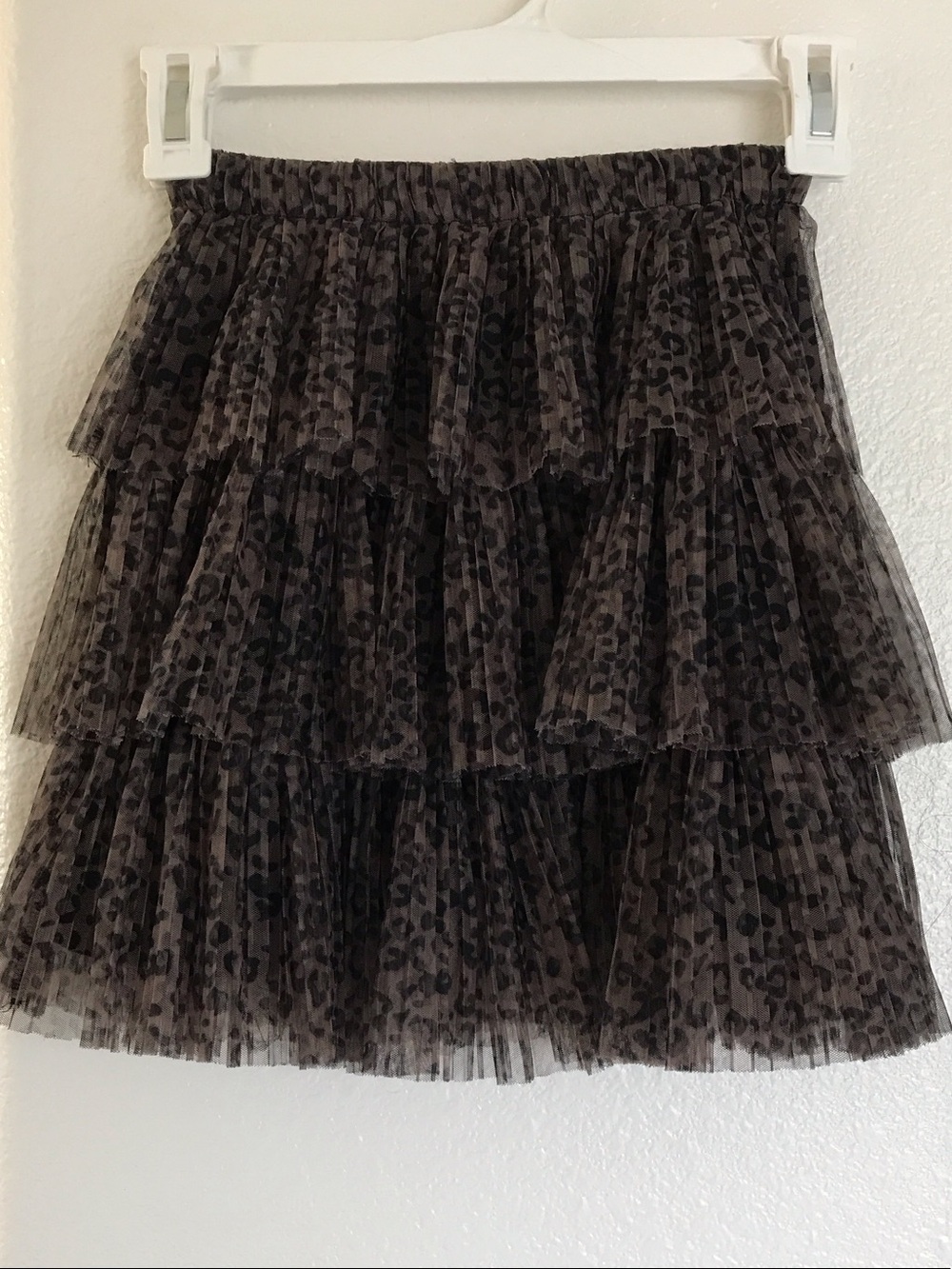 Zara girls Brown and Black Leopard Tiered Tulle Skirt